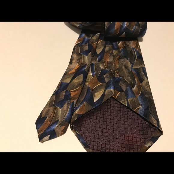 Men’s Designer Tie. Blue,gold,brown,orange - Picture 4 of 4